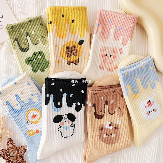 Happy Drip Animal Socks