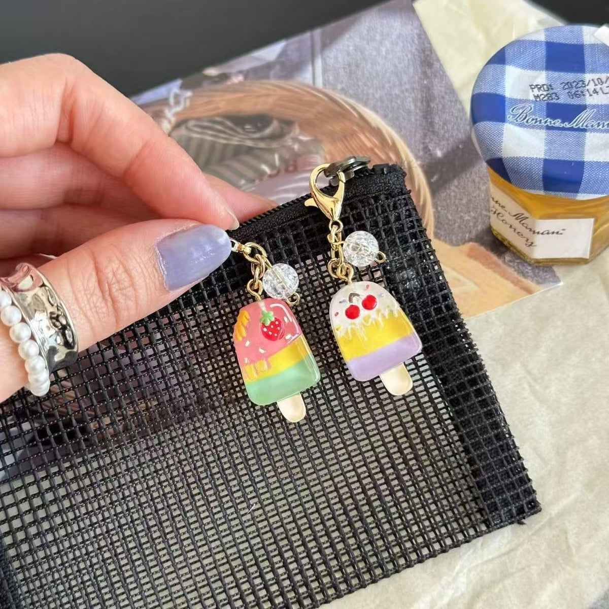 Pastel Popsicle Charm Keychain