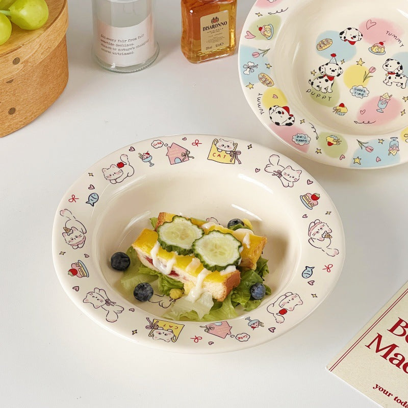 Sweet Puppy & Kitty Ceramic Pastel Bowls