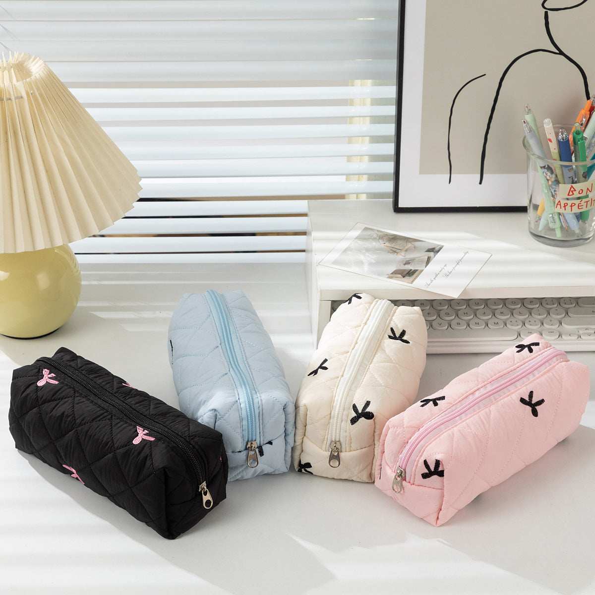 Quilted Ribbon Pencil Pouch 🎀☁️