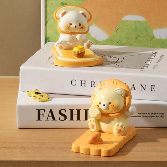 Kawaii Bear & Toast Phone Stand 🧸🍞 | Cute Desktop Mobile Holder