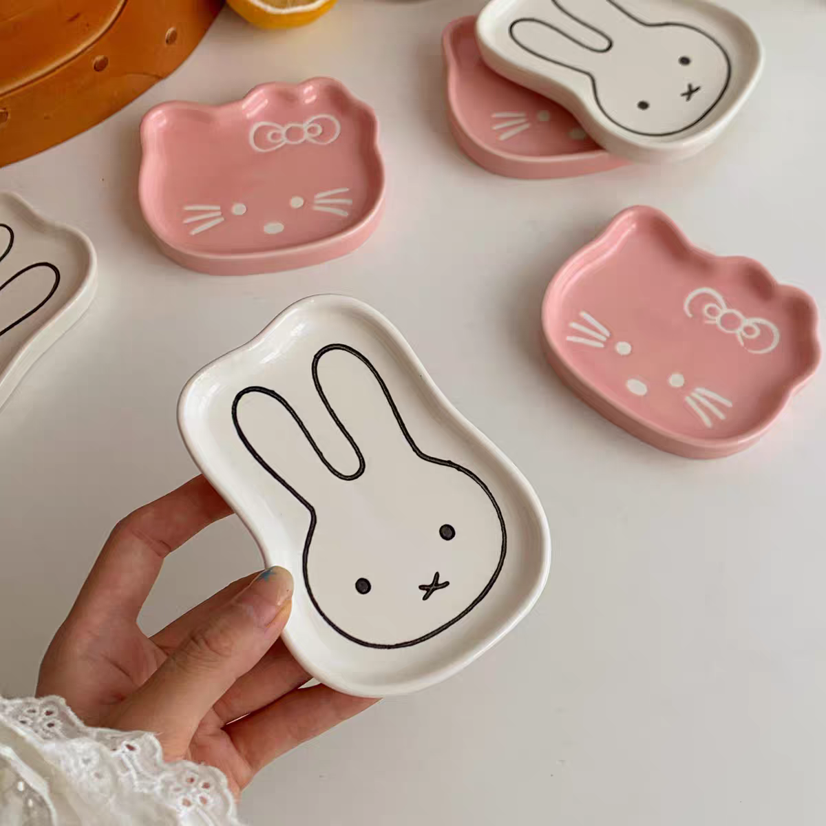 Miffy Hello Kitty Ceramic Mini Plate Trinket Tray