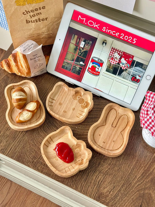🍞✨ Mini Cartoon Miffy Hello Kitty Wooden Snack Trays ✨🐰🐱