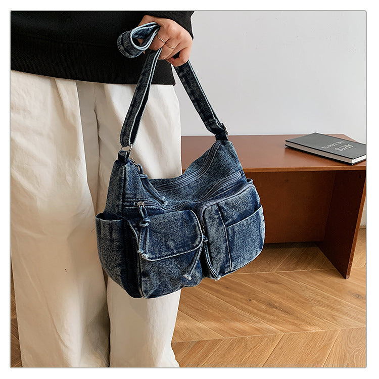 👜 Pre - Order Denim Multi-Pocket Shoulder Bag