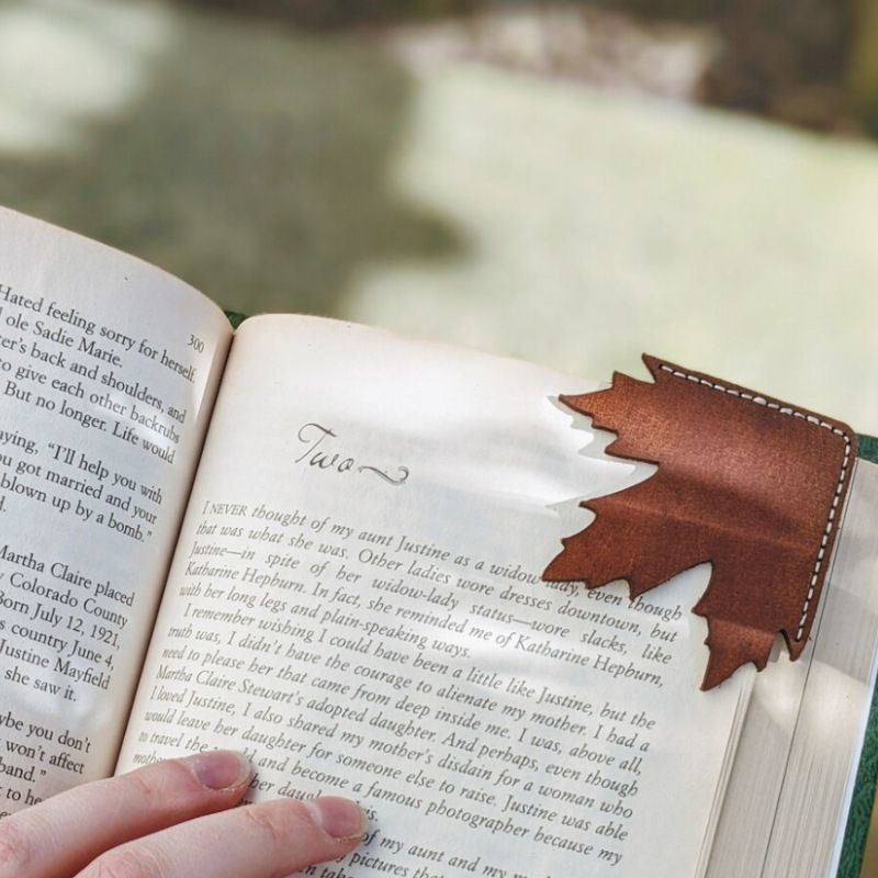 Autumn Leaf Leather Bookmark
