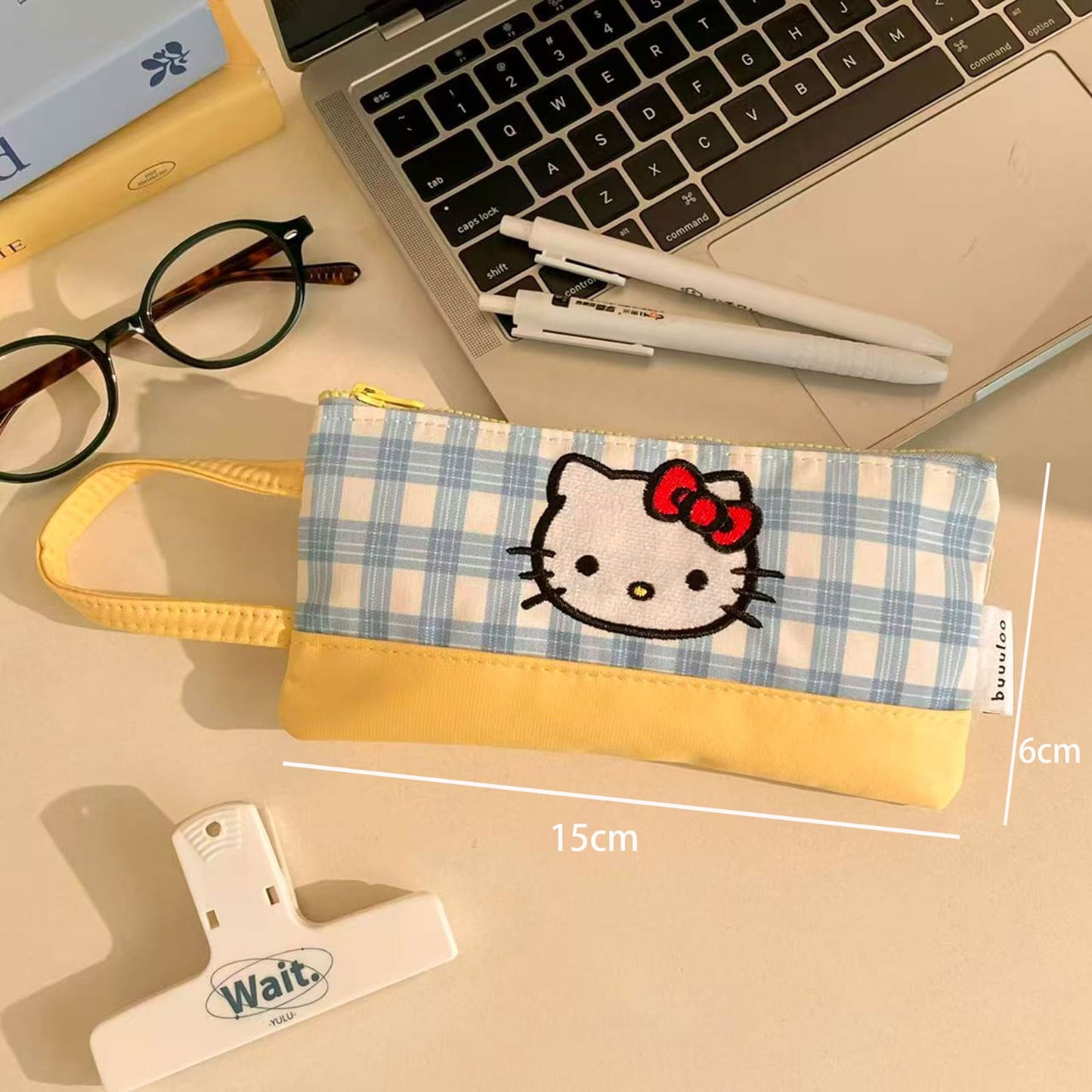 Hello Kitty Pastel Plaid Pencil Pouch ✨💛