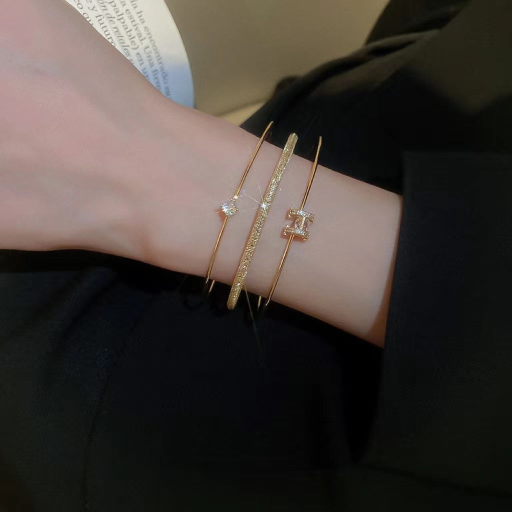 Set of 3 Luxe Minimal Gold Bangle Trio