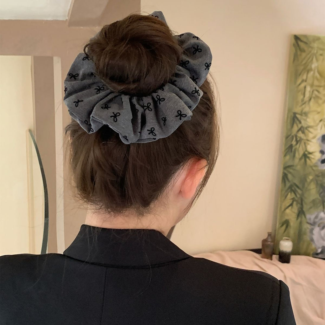 Grey Bow Whisper Scrunchie