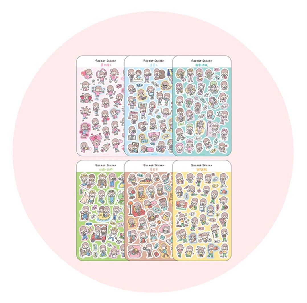 Daily Doodles – Mini Character Pocket Stickers Sheets