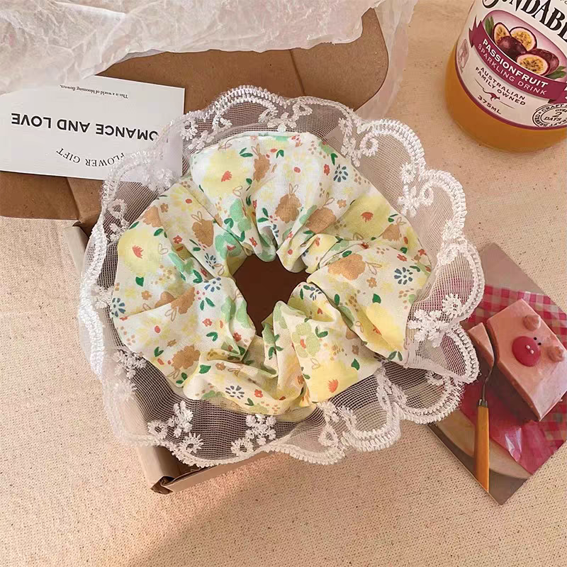 Cutest Gingham Floral Scrunchies