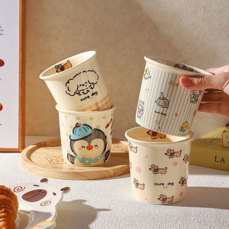🐾 Kawaii Critter Ceramic Mug Collection ☕✨ | Cute Dog, Sheep & Penguin Cafe Cups