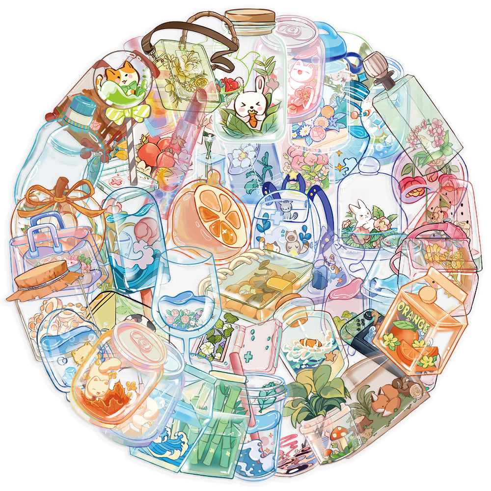 PS14 Set of 50 Dreamy Glass Garden Stickers Pack