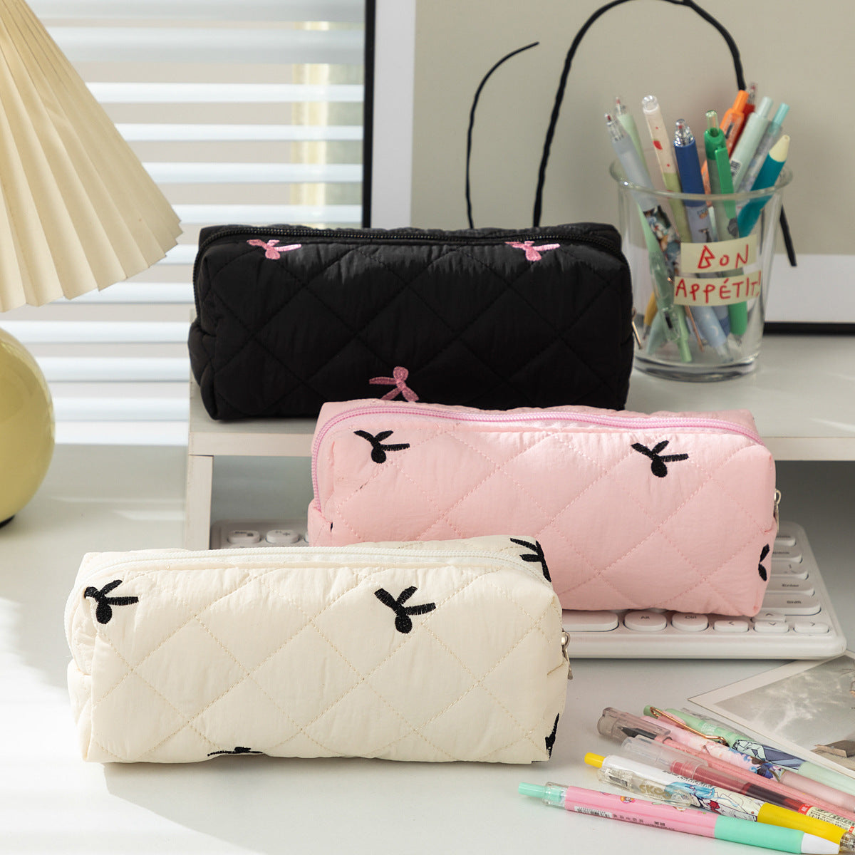 Quilted Ribbon Pencil Pouch 🎀☁️