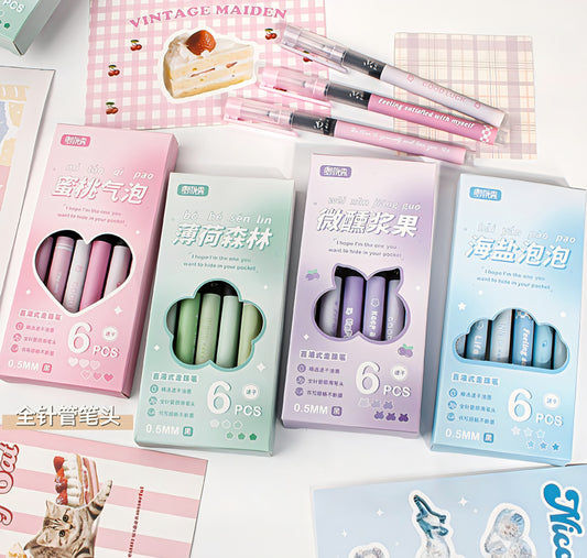 Set of 6 Pastel Quotes Pens Set