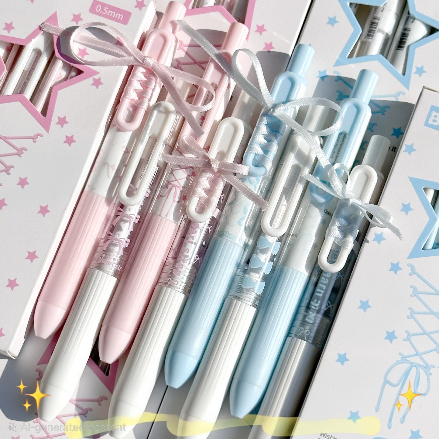 Set of 4 Pastel Ribbon Charm Pens
