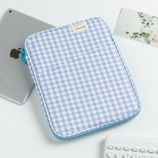 💙 Blue Gingham Padded Laptop & iPad Sleeve