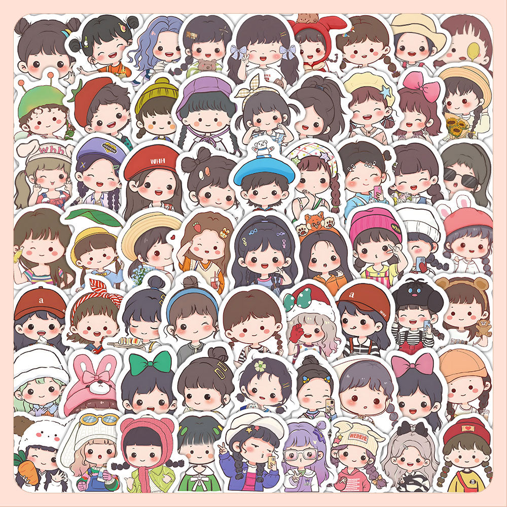 PS6 - 100 pcs Kawaii Chibi Girl Stickers – Cute Cartoon Pack