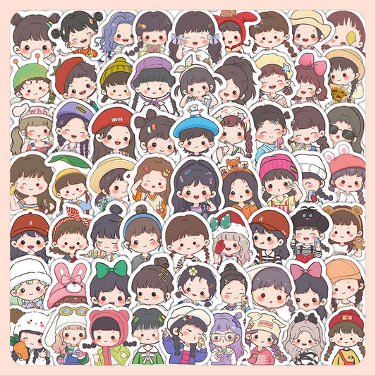 PS6 - 100 pcs Kawaii Chibi Girl Stickers – Cute Cartoon Pack