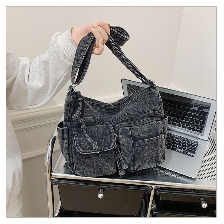 👜 Pre - Order Denim Multi-Pocket Shoulder Bag