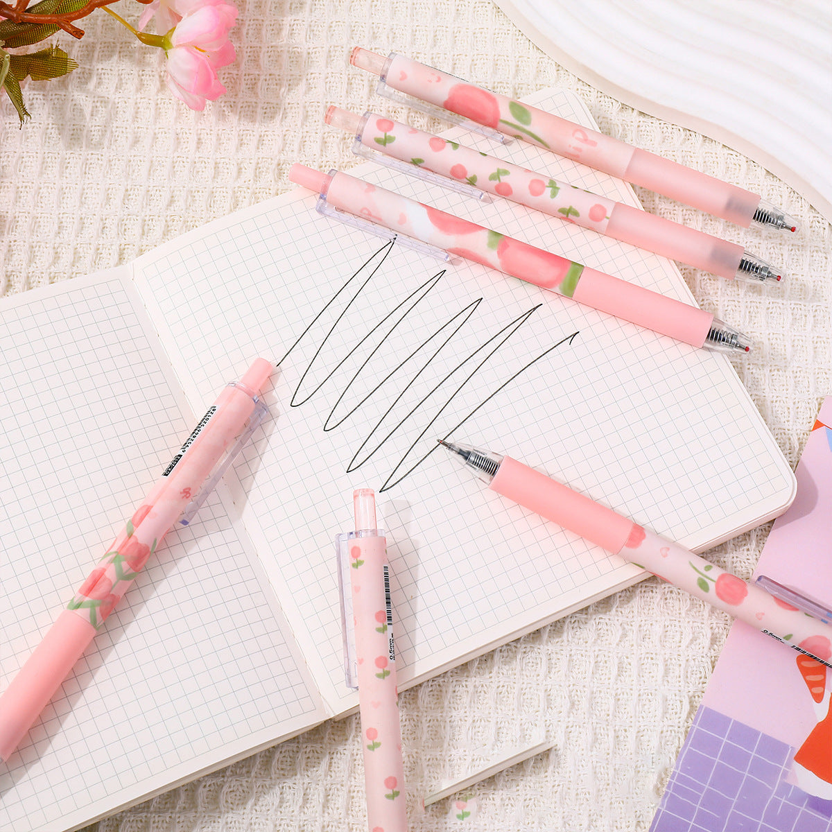 Pink Tulip 6 Retractable Pens Set