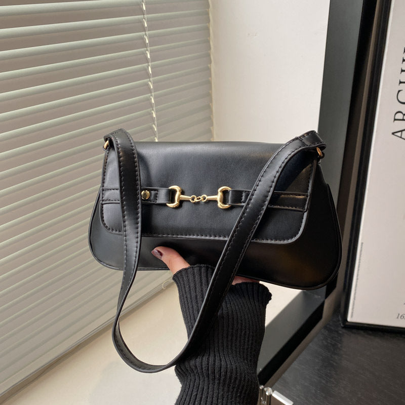 Midnight Luxe Buckle Shoulder Bag