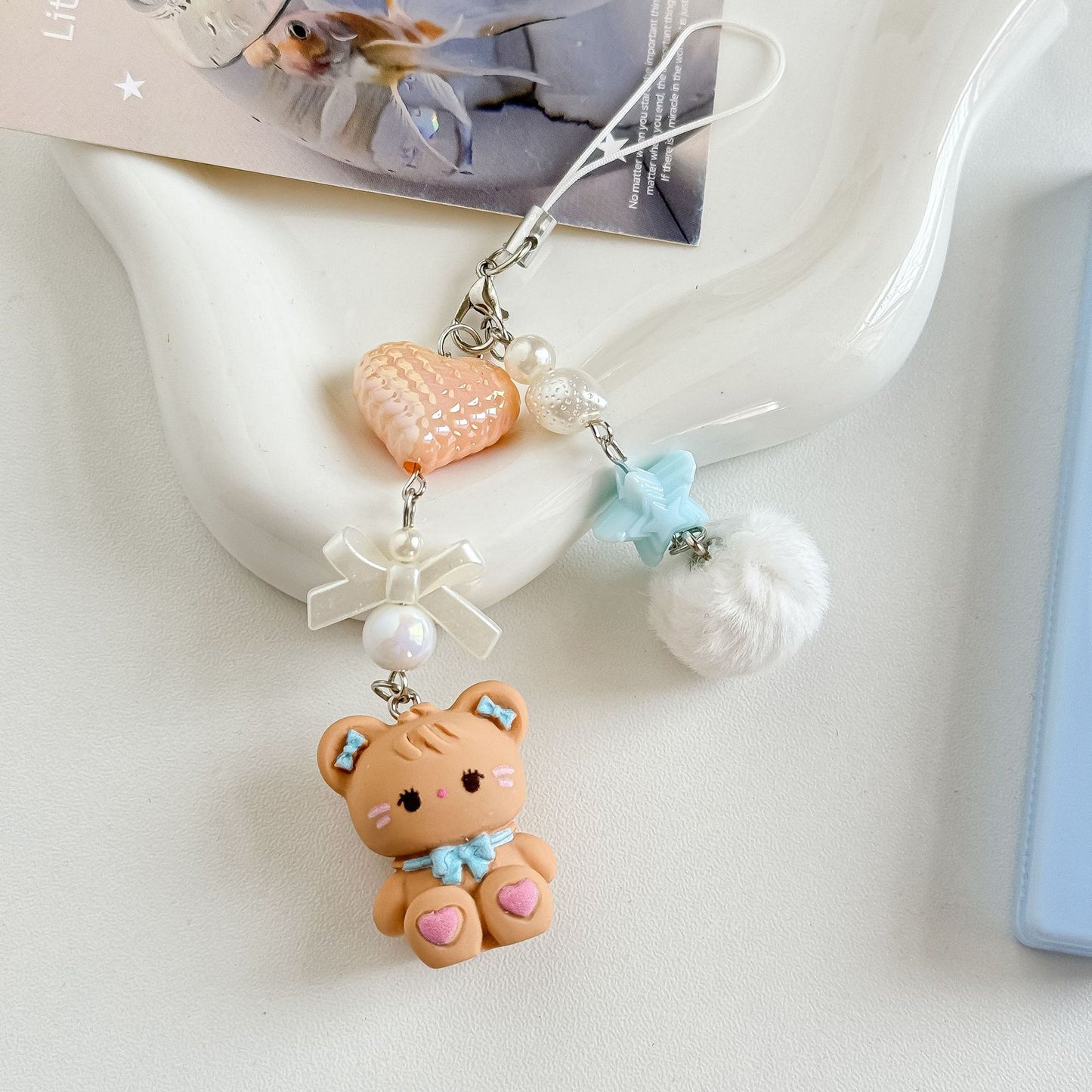 Mikko Dreamy Teddy & Bunny Charm Keychain Phone Charm Tag