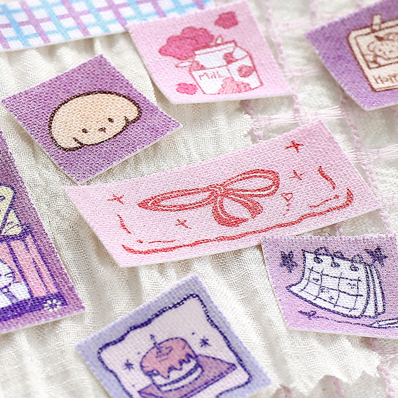 Kawaii Fabric Stickers Sheet – Cute Aesthetic Journal & Scrapbook Stickers