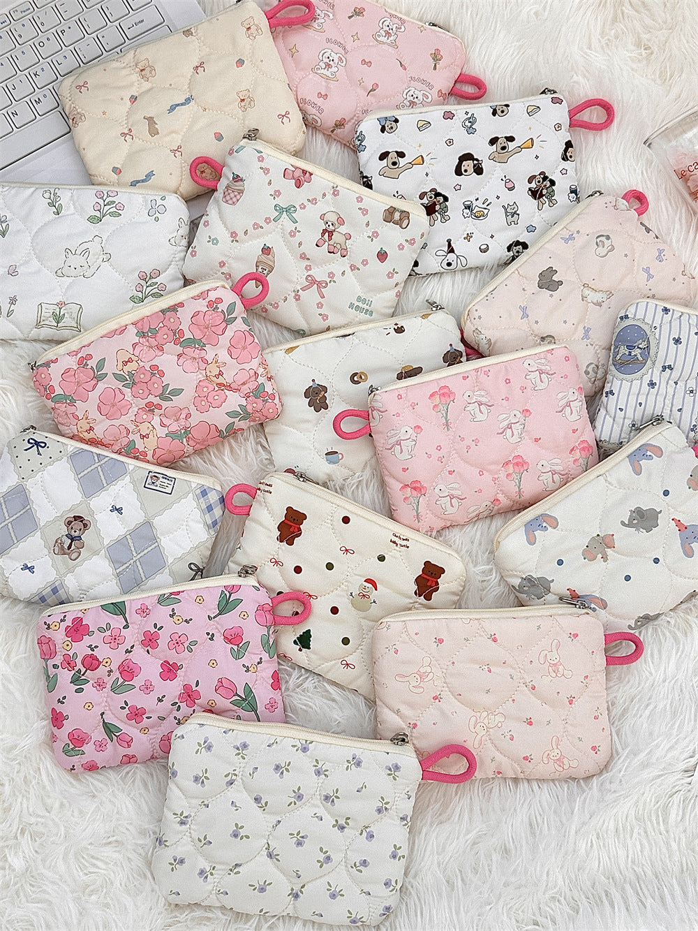 🧸 Quilted Kawaii Mini Pouch
