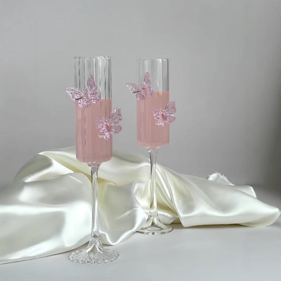 Butterfly Kisses Champagne Glasses
