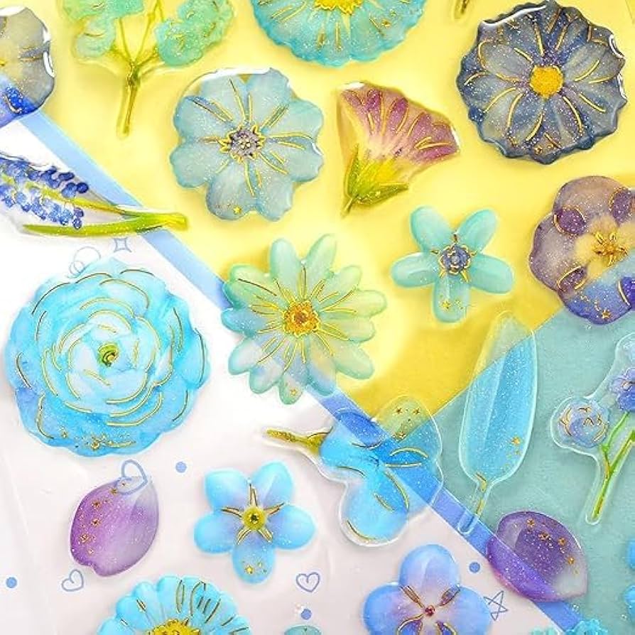 Blooming Crystal Flower Stickers Sheet 🌷✨