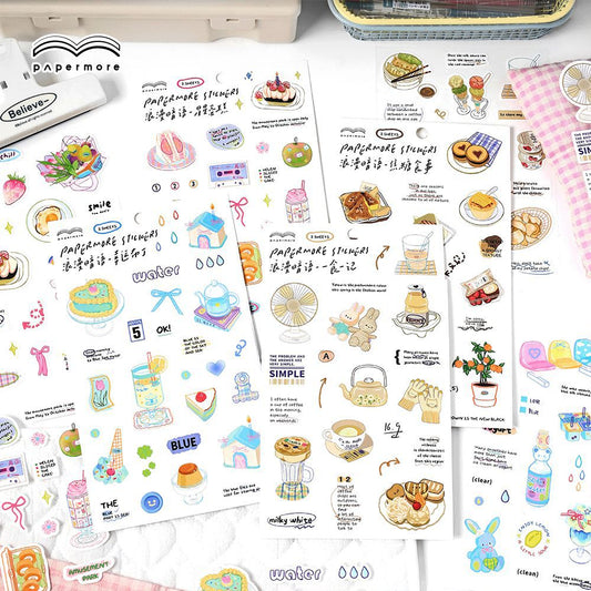 🌈 Papermore Set of 2 Aesthetic Sticker Sheets Set ✨📒🍰