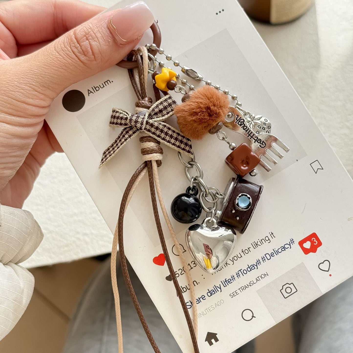 🧸 Mocha Memories Charm Keychain 🤎✨