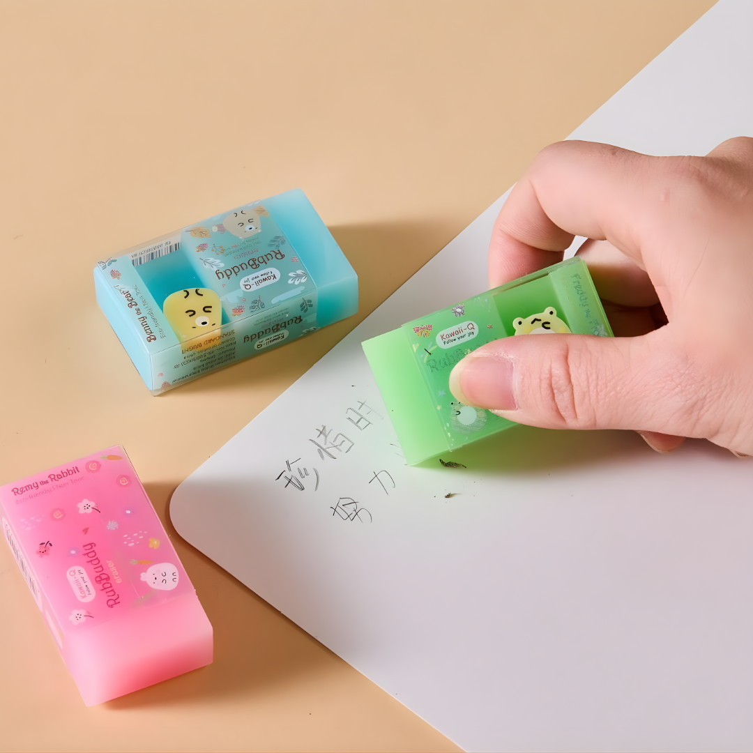 Kawaii RubBuddy Character Eraser 🐰🐸🌸