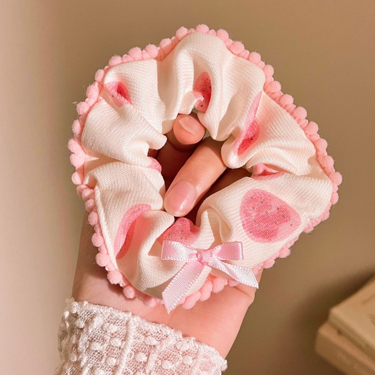🎀 Strawberry & Bow Ruffle Scrunchies