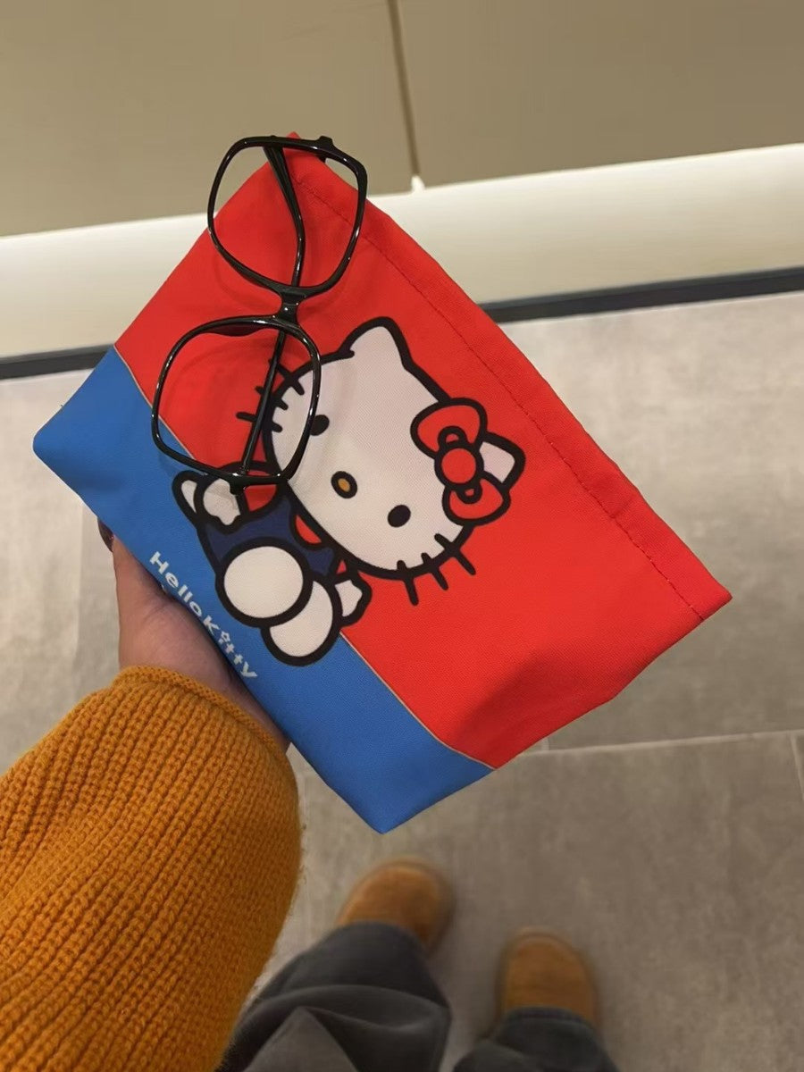 Hello Kitty Red Blue Contrast Zipper Pouch