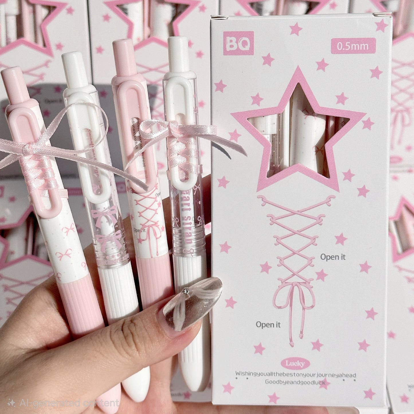 Set of 4 Pastel Ribbon Charm Pens