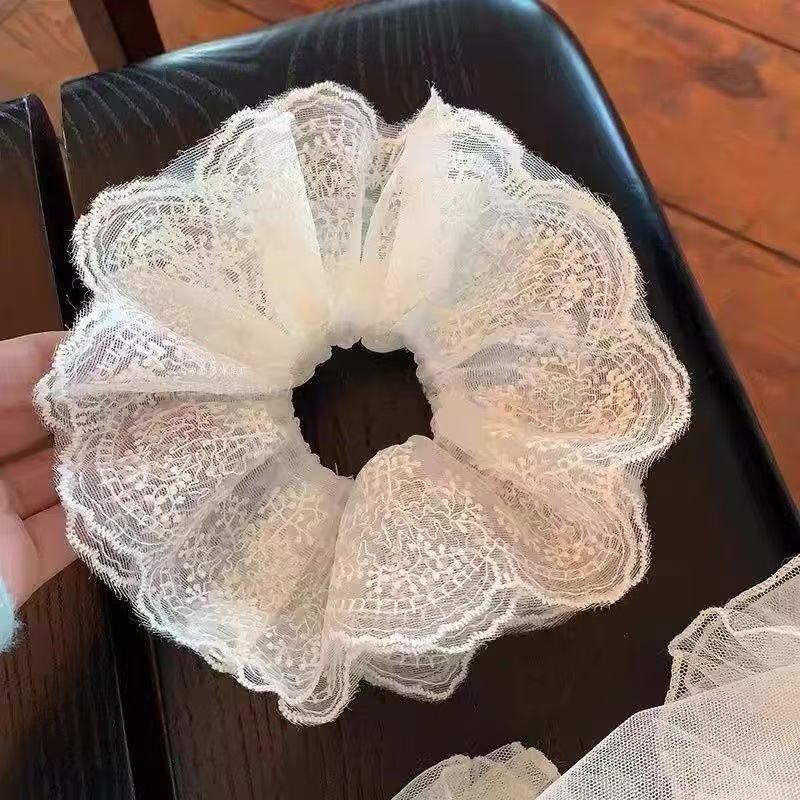Lace Bloom Scrunchie – Soft Vintage Hair Tie 🌸🎀