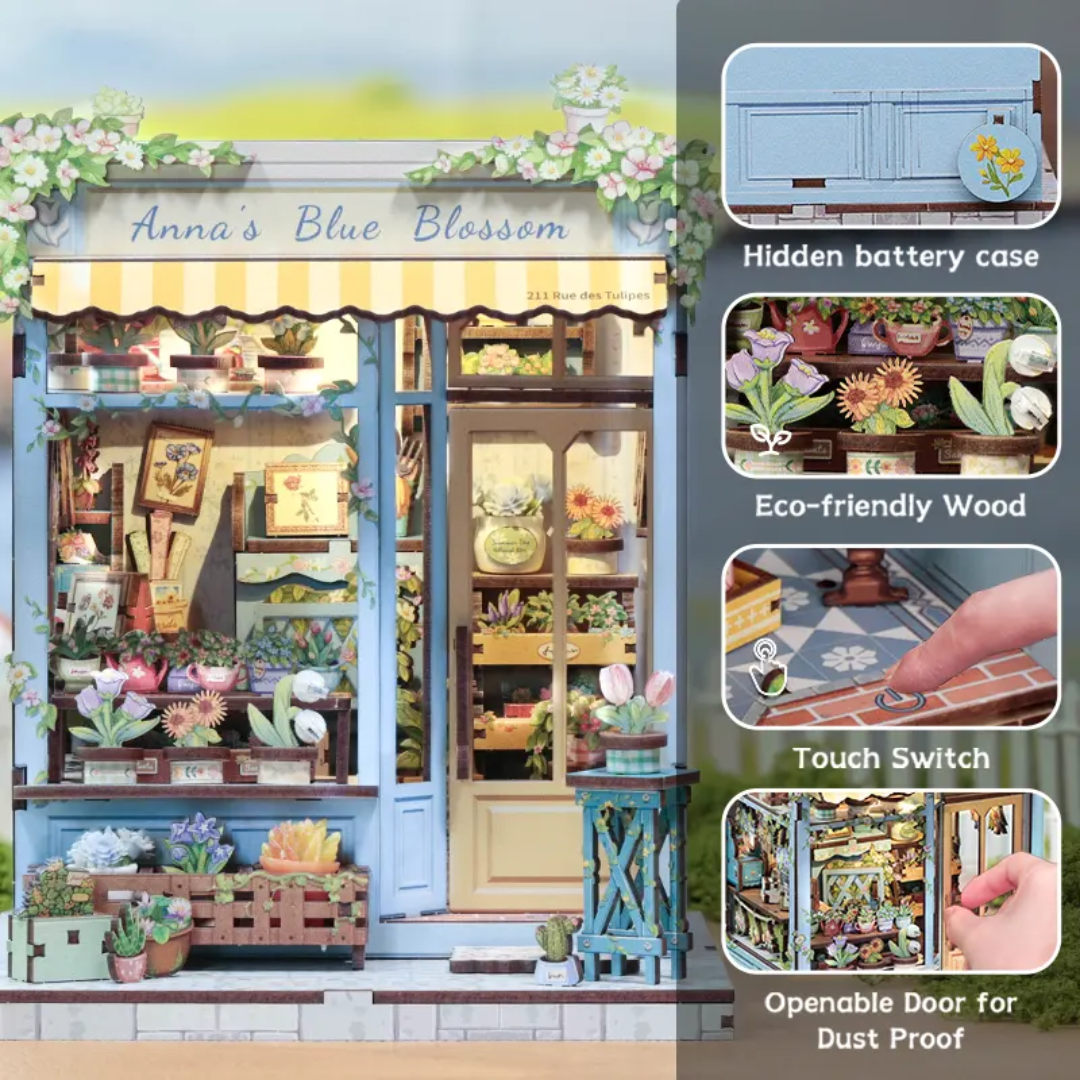 Anna‘s Blue Blossom 255 Pieces DIY Miniature Kit Dollhouse
