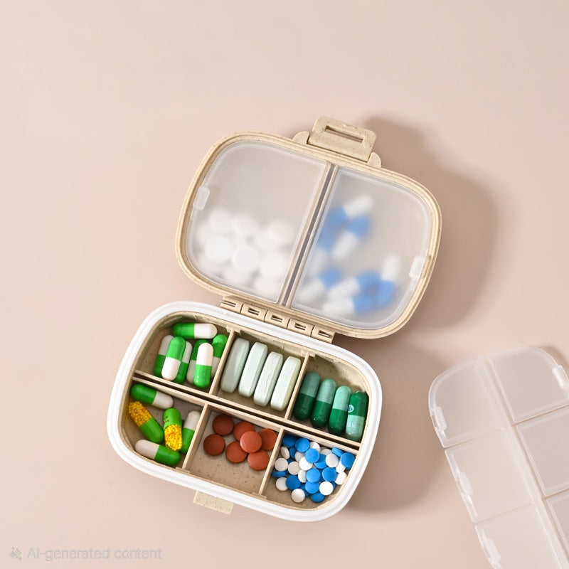 8 Compartment Travel Pill Box / Jewelry Organiser