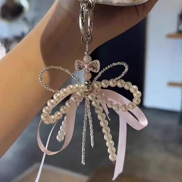 Premium Pearl Bow Ribbon Coquette Bag Charm