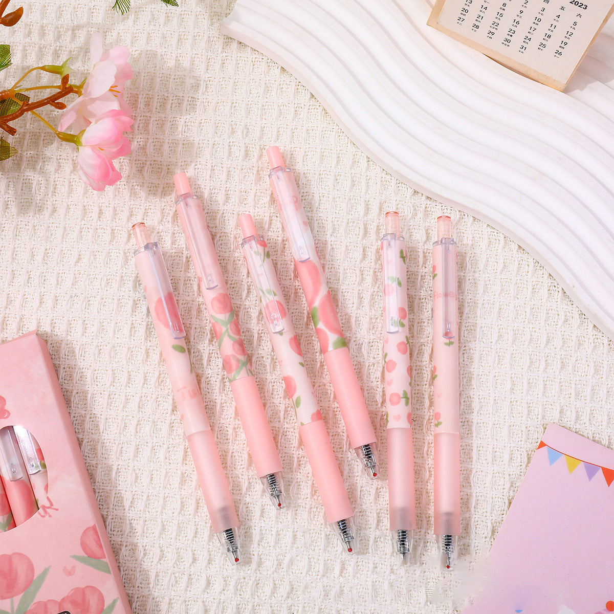 Pink Tulip 6 Retractable Pens Set