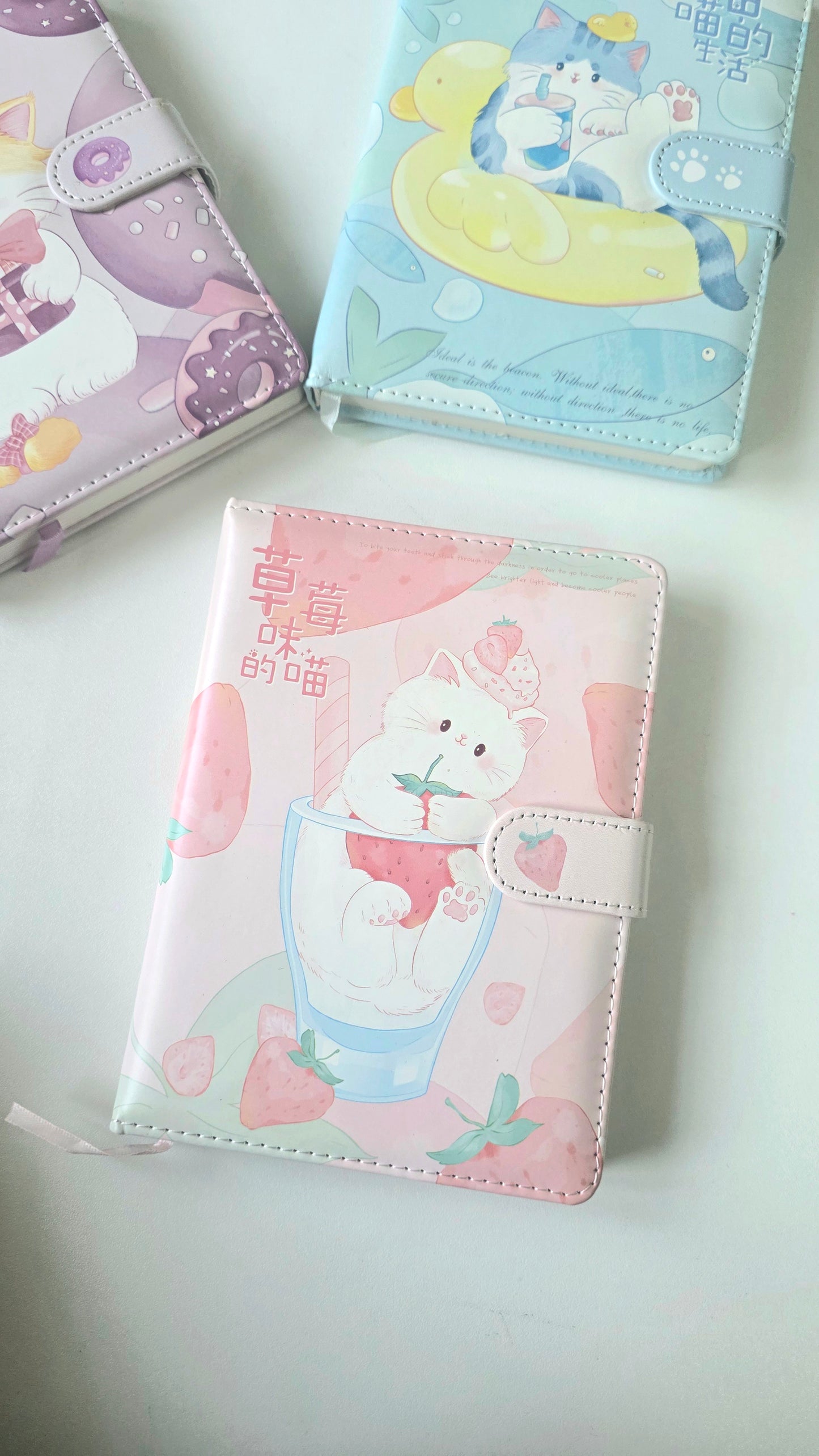 🐱🍓 Pastel Kitty Lock A5 Diary / Journal / Notebook