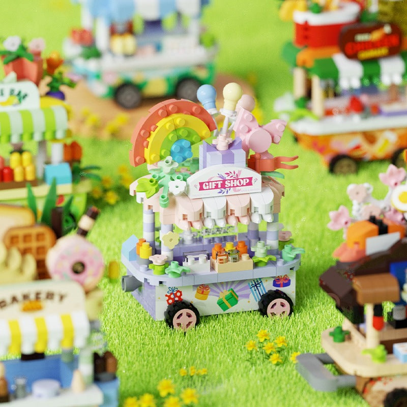 Dinging Car Mini Food Cart DIY Building Blocks – Cute Food Stall Series