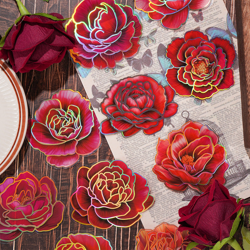 Camellia Bloom Floral Sticker Set – 10 Pieces