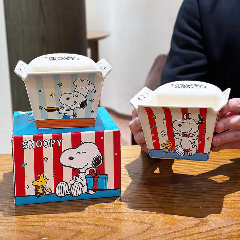 Snoopy Ceramic Popcorn Bowl – Cute Cartoon Snack Bowl 🍿🐶