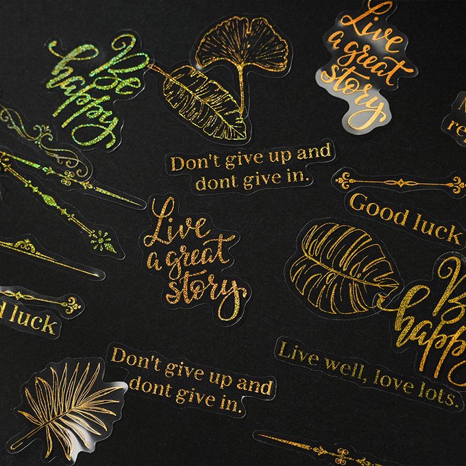 Vintage Gold Foil Botanical Quote Stickers