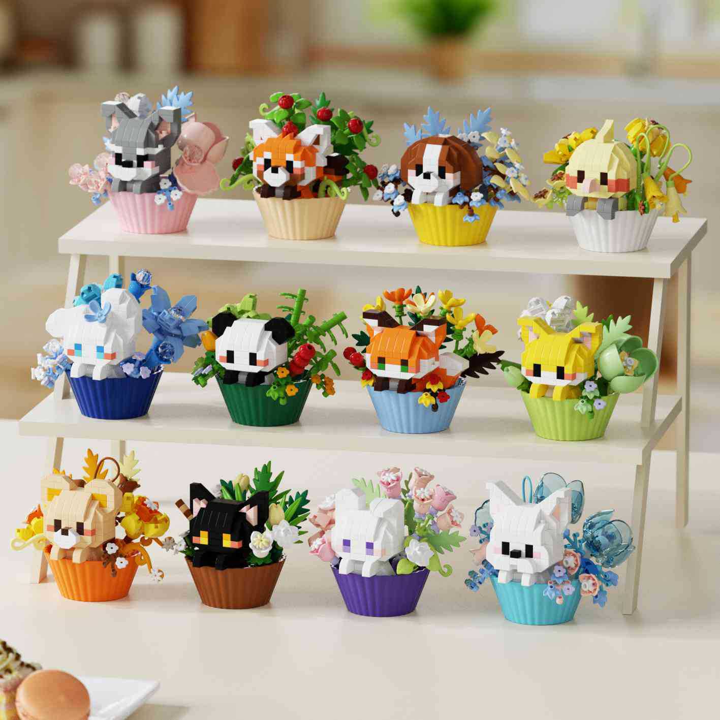 Blooming Animal Cupcake Building Blocks 🐾🌸✨