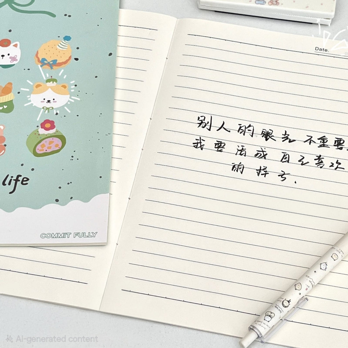Happy Life Kawaii Cute B5 Ruled  Notebook – Pastel Cartoon Designs 🎀📒