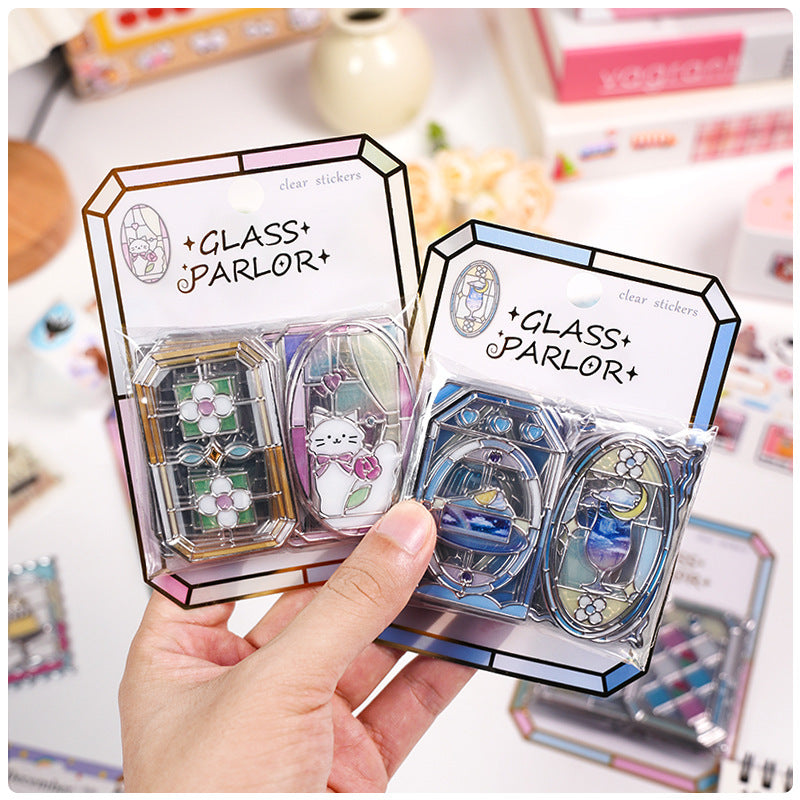 Premium Viral Stained Glass Parlor Clear Stained Stickers