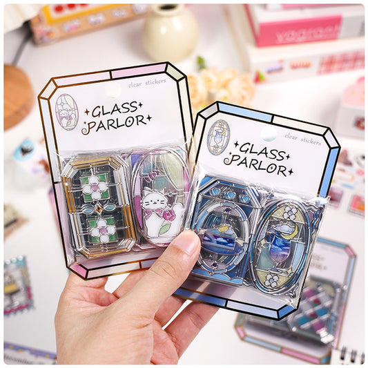 Premium Viral Stained Glass Parlor Clear Stained Stickers
